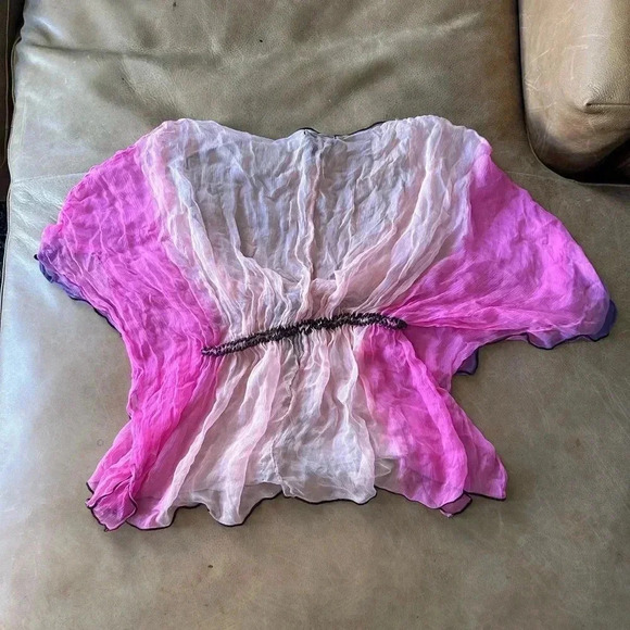 Vintage Spicy Girl Silk Tie Front Blouse Womens Size Medium Y2K - Picture 4 of 11